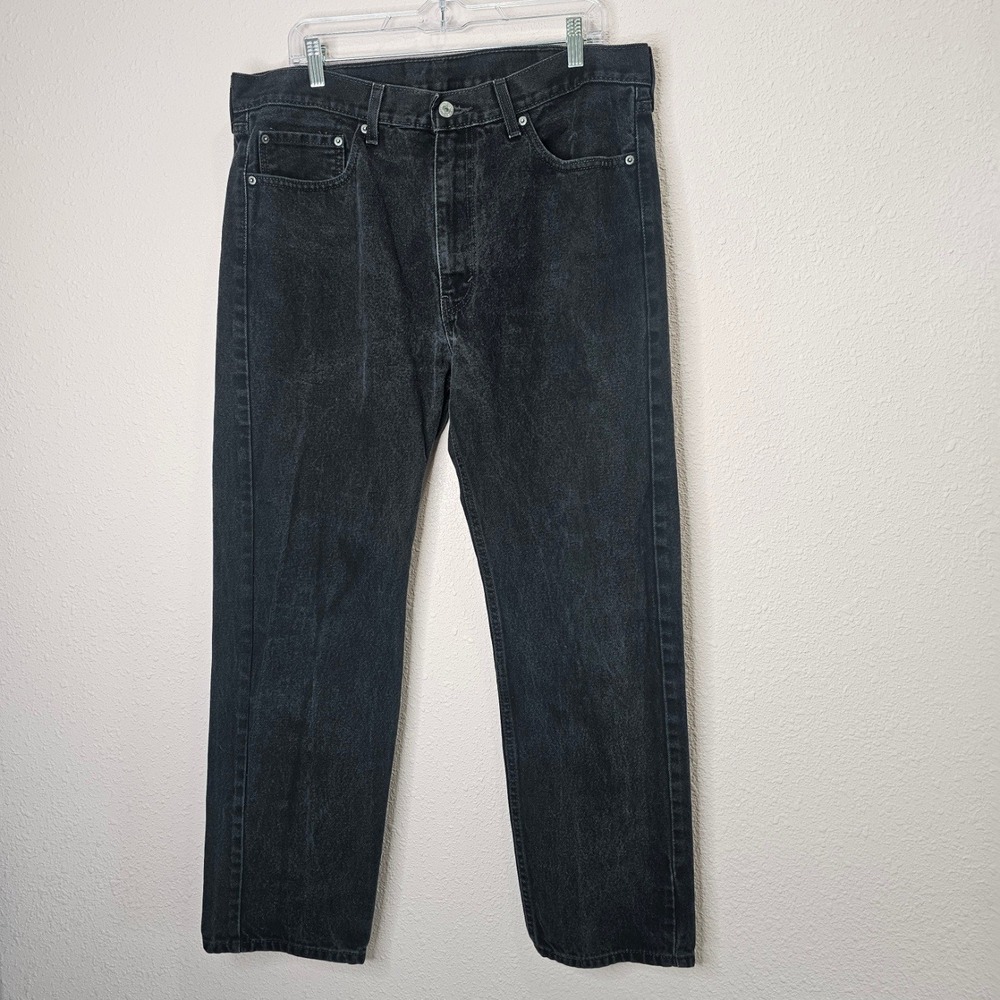 Levis‎ 505 Regular Fit Black Jeans Mens W38 L32 Straight Leg Denim Pants